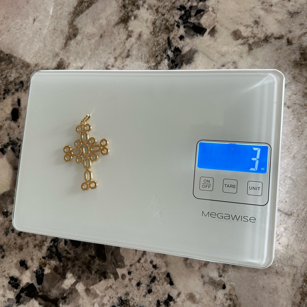 14k gold Milor Italian Free form Cross Pendant - Picture 7 of 8